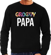 Groovy papa - sweater zwart voor heren - papa kado trui / vaderdag cadeau S