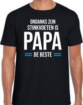 Papa de beste - t-shirt zwart voor heren - papa kado shirt / vaderdag cadeau XL