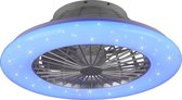 LED Plafondlamp met Ventilator - Plafondventilator - Torna Romina - 39W - Aanpasbare Kleur - Afstandsbediening - RGBW - Dimbaar - Rond - Mat Titaan - Kunststof