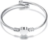 Akyol - Armband dames Hart verstelbaar - zilver - armbandjes - armbandje verjaardag - cadeau voor haar - mama - vrouw - Moederdag cadeautje