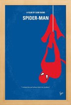 JUNIQE - Poster met houten lijst Spiderman -13x18 /Blauw & Rood