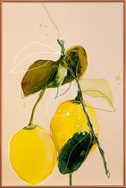 JUNIQE - Poster met kunststof lijst Aquarel citroen -30x45 /Geel &