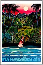 JUNIQE - Poster met kunststof lijst hawaii2 -20x30 /Blauw & Groen