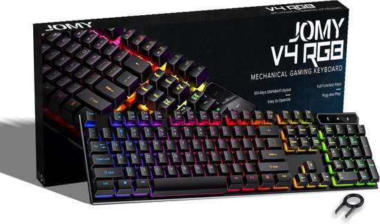 Gaming toetsenbord – Keyboard met RGB verlichting – QWERTY toetsenbord – Geschikt voor Windows met Plug en Play - Mechanisch gevoel - Merkloos