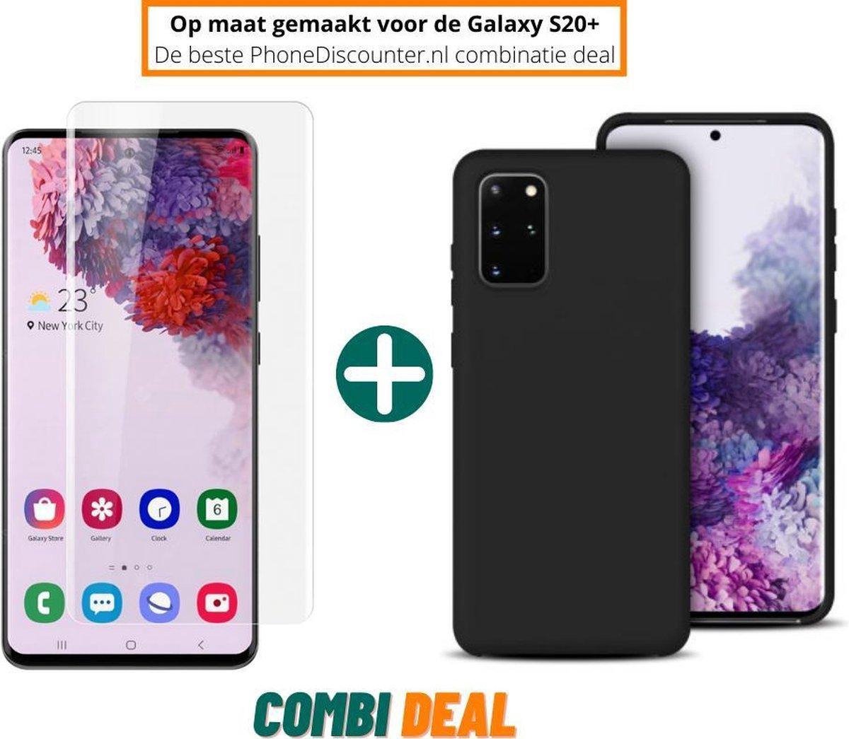 Fooniq Silicone Hoesje Zwart + Screenprotector - Geschikt Voor Samsung Galaxy S20 Plus