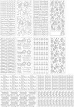 Peel-Off Stickervellen Set nr.9 - 12 Stuks - Verschillende Afbeeldingen en Teksten - Zilverkleurig
