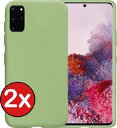 Samsung Galaxy S20 Plus Hoesje Siliconen Case Cover - Samsung S20 Plus Hoesje Cover Hoes Siliconen - Groen - 2 PACK