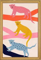 JUNIQE - Poster met houten lijst Leopard Tree -20x30 /Kleurrijk