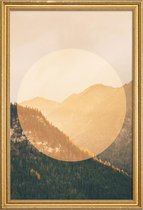 JUNIQE - Poster met houten lijst Alpen - foto -13x18 /Bruin & Geel