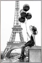 JUNIQE - Poster met kunststof lijst Black Balloons -30x45 /Grijs & Wit