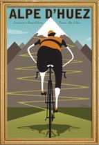JUNIQE - Poster met houten lijst Alpe d'Huez -40x60 /Blauw & Grijs