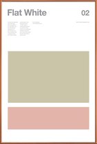 JUNIQE - Poster met kunststof lijst Flat white - minimalistisch -13x18