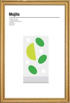 JUNIQE - Poster met houten lijst Mojito - minimalistisch -20x30 /Grijs