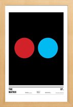 JUNIQE - Poster in houten lijst The Matrix -40x60 /Blauw & Rood