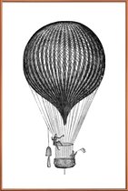 JUNIQE - Poster met kunststof lijst Air Balloon -20x30 /Wit & Zwart