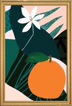 JUNIQE - Poster met houten lijst Orange -40x60 /Groen & Oranje