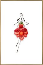 JUNIQE - Poster met kunststof lijst Strawberries -20x30 /Rood & Wit