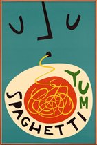 JUNIQE - Poster met kunststof lijst Yum Spaghetti -60x90 /Rood &