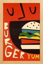JUNIQE - Poster in houten lijst Yum Burger -40x60 /Geel & Oranje