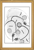 JUNIQE - Poster met houten lijst Together -13x18 /Wit & Zwart