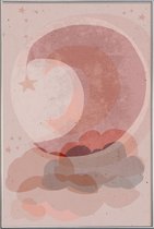 JUNIQE - Poster met kunststof lijst Gentle Moon -60x90 /Roze