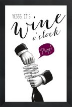 JUNIQE - Poster met houten lijst Wine o'clock -13x18 /Paars & Wit