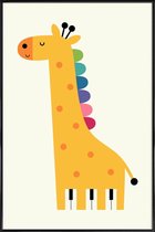 JUNIQE - Poster in kunststof lijst Giraffe Piano -40x60 /Geel