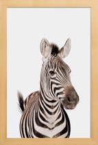 JUNIQE - Poster in houten lijst Zebra -40x60 /Wit & Zwart