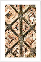 JUNIQE - Poster in kunststof lijst Luchtfoto Barcelona -30x45 /Bruin