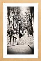 JUNIQE - Poster met houten lijst Montmartre, Paris -13x18 /Grijs & Wit