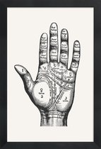 JUNIQE - Poster in houten lijst Palmistry -30x45 /Grijs & Wit