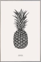 JUNIQE - Poster met kunststof lijst Pineapple -20x30 /Grijs & Ivoor