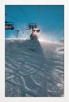 JUNIQE - Poster in houten lijst Let's Go Skiing -30x45 /Blauw & Grijs