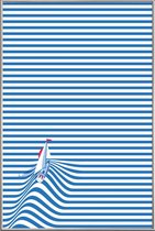 JUNIQE - Poster met kunststof lijst Sail Away -20x30 /Blauw & Wit