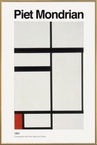 JUNIQE - Poster met kunststof lijst Mondrian - Composition with Red,