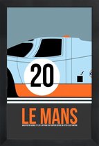 JUNIQE - Poster met houten lijst Le Mans Poster 2 -13x18 /Blauw &