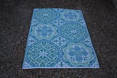 Buitenkleed 120 - 180 cm, blauw / wit,