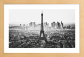 JUNIQE - Poster in houten lijst Paris Skyline -30x45 /Grijs & Wit