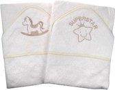 Soft touch 'Superstar / Rocking Horse' badjas/handdoek met capuchon - Crème