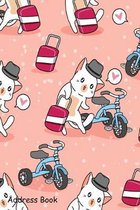 Address Book: For Contacts, Addresses, Phone, Email, Note, Emergency Contacts, Alphabetical Index With Seamless Cute Cat Traveling P