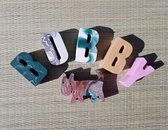 Babynaam in beton look letters 4 naambordje