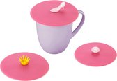 Lurch - siliconen deksel voor drinkglas - set 6 st. - roze - 10.5cm