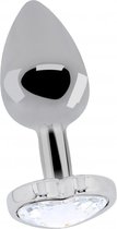 Love Heart Diamond Plug - 3.15 Inch - Silver - Butt Plugs & Anal Dildos -
