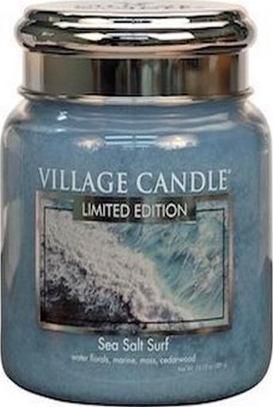 Village Candle Geurkaars - Sea Salt Turf Ø9,5 x 11 cm Wax Blauw