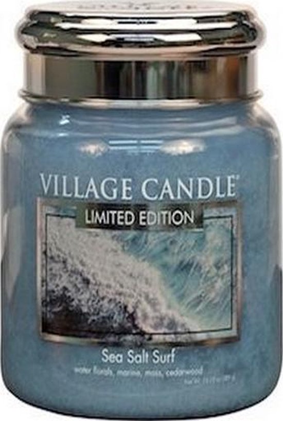 Village Candle Geurkaars Sea Salt Turf Ø9,5 x 11 cm Wax Blauw