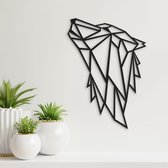 Geometrische Wanddecoratie - Wolf Howling - Hout - Wall Art - Muurdecoratie - Zwart - 41 x 29 cm