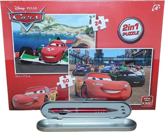 King Disney Pixar Cars 2 in 1 kinderpuzzel 1 x 24 stukjes en 1 x 50 ...