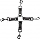 4-way Leather Hogtie Cross - Black - Bondage Toys -