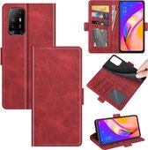 Oppo A94 hoesje - MobyDefend Luxe Wallet Book Case (Sluiting Zijkant) - Rood - GSM Hoesje - Telefoonhoesje Geschikt Voor: Oppo A94