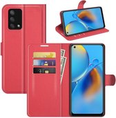 Oppo A74 4G hoesje - MobyDefend Kunstleren Wallet Book Case - Rood - GSM Hoesje - Telefoonhoesje Geschikt Voor: Oppo A74 4G